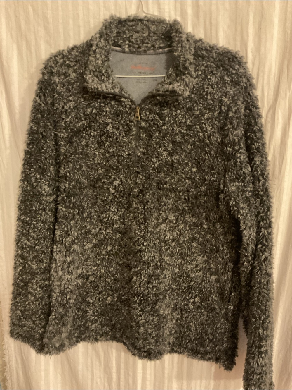 Weatherproof Vintage Cozy Women's Gray Sherpa Quarter-Zip Pullover Jacket Sz.L.